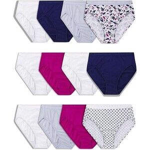 12-Pack Fruit of the Loom Women's Underwear Size 8 Cotton Hi Cut Multi Colors